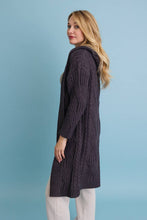 Mocha Cable Knit Hooded Cardigan with Large Buttons