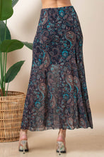 Brown Teal Paisley Lined Mesh Skirt