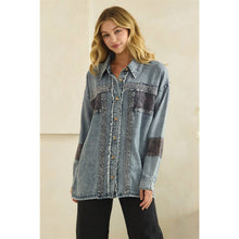 Washed Blue Zip FronT Button Down Oli+Hali Shirt