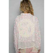 Blush Floral Plaid pattern with peace patch POL shirt