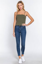Celadon Green Straight Neck Two Ply Rib Knit Cami Top