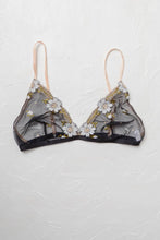 Floral Embroidered Mesh Lingerie Bralette: Black