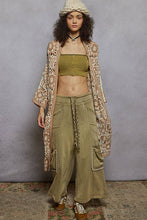 Beige V-neck long sleeve crochet knit weave POL cardigan