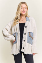 Ivory Distressed Ribbed Knit Cardigan