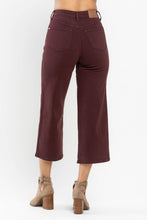 Oxblood High Waist Tummy Control Garment Dyed Wide Crop Judy Blue Capris