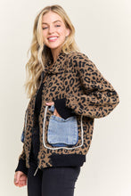 Brown Leopard Jacket with denim pockets