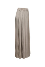 Taupe Pleated Wide Leg Pants With Knit Waist Band