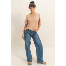 Dark Taupe Classic Crew Neck Short Sleeve Pocket Top
