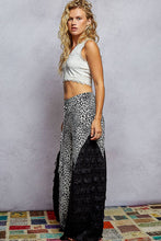 Black Leopard pattern lace detail printed knit waistband POL pants