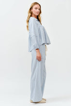 Light Blue Striped Wide Pants
