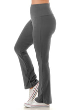 Grey Heavy fleece lined winter high waist warm flare legging pants