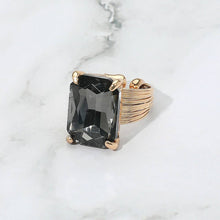 Black Emerald Cut Stone Adjustable Ring