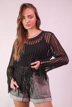 Black Oversized Net Summer Crochet Knit Sweater Top