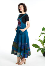 Blue Patchwork Pinafore Dress