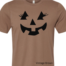 Autumn Pumpkin Face with Eyelashes Bella Canvas Tee