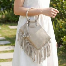 Stone Fringe Cuff Clutch Tassel Wristlet Clutch Bag