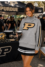 Purdue Mock Neck Sequin Stripe Sweatshirt