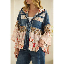 Denim Floral Ruffle Hooded Lace Flannel Oli+Hali Jacket