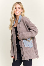 DISTRESSED RIBBED KNIT SWEATER CARDIGAN - CESW4149: MOCHA(BEIGE) / ONESIZE(6)