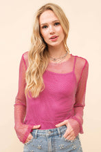Hot PInk Fishnet Mesh Rhinestone Lined Top