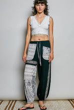 Black Double Gauze Embroidery Adjustable Drawstring POL Jogger Pants