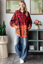 Mineral Washed Embroidered Flannel Oli&Hali Shirt: Red