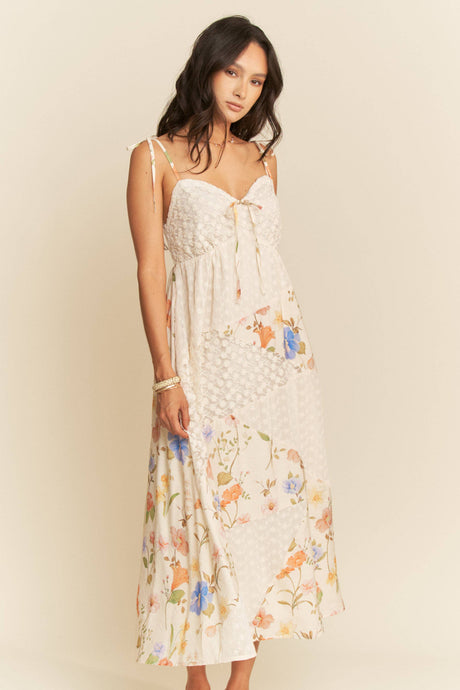Ivory Floral Lace DD Maxi Dress