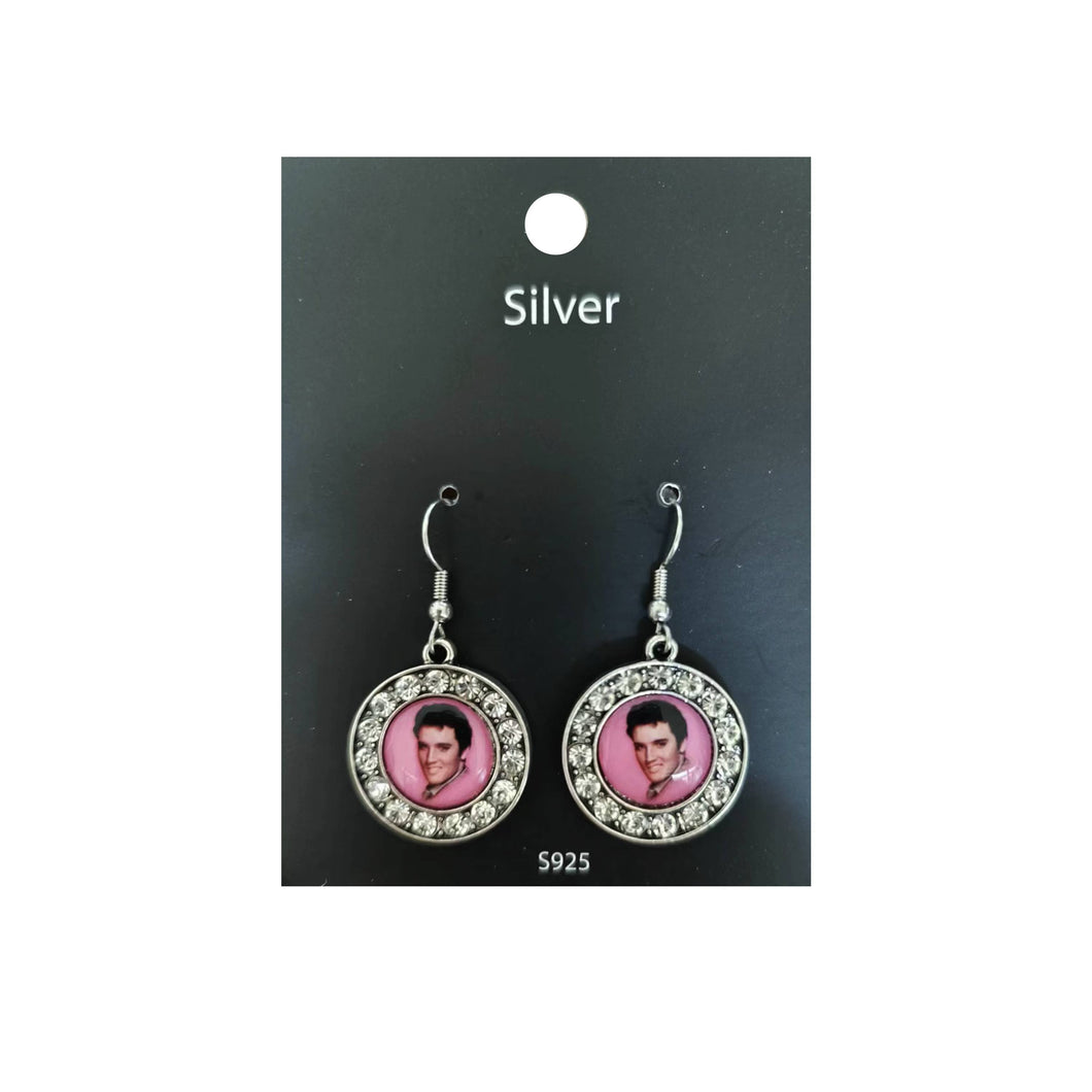Elvis Earrings - Pink With Stones