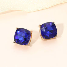 Gold White Square Cushion Stud Earrings