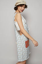 Blue Floral Sleeveless contrast floral pockets print POL overalls