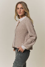 CONTRAST SCALLOP TRIM SWEATER CARDIGAN Latte