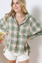 Olive Green Plaid Oversized Button up Boyfriend Shirt