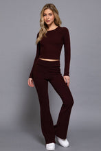 Maroon Semi Flare Brushed Knit Long Pants