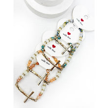 Hammered Cross Bead Stretch Bracelet: MIX COLOR / ONE(12)