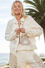 POL Taupe Long balloon sleeve flower detail button down shirt