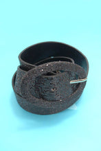 Silver Faux Leather Glitter Belt