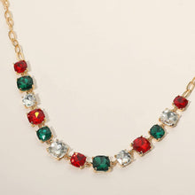 Gold Cushion Square Stone Link Evening Necklace