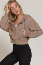 Ivy Beige Long Sleeve Hoodie French Terry Zip Up Jacket