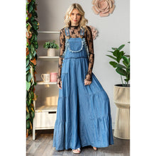 Med Wash Embroidered Strap Flowy Veveret overalls