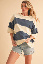 Pineapple Navy Polly Color Block Top