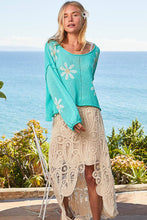 Paradise Mint Round neck balloon sleeve floral prints POL Sweater