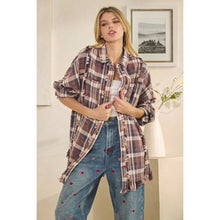 Washed Navy Plaid Snap Button Down Oli+Hali Jacket