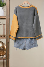 Mustard Embroidered Front Pocket Cardigan