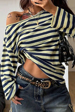 Green One-Shoulder Striped Top