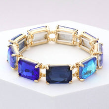 Multi Emerald Cut Stone Stretch Evening Bracelet