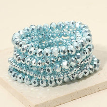 Silver Faceted Beaded Stretch Multi Layered Bracelets
