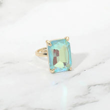 Rose Bold Emerald Cut Stone Cluster Accent Adjustable Ring