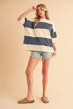 Pineapple Navy Polly Color Block Top