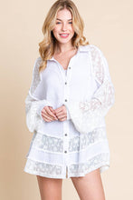 White Lace Mixed Oversized Shirt