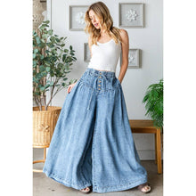 Denim Washed Pintuck Wide Leg Oli+Hali Pants